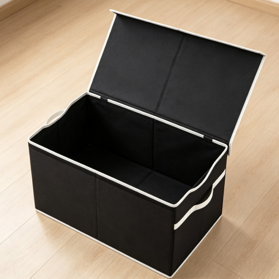 Black Collapsible Extra Large Toy Storage Bin with Lid