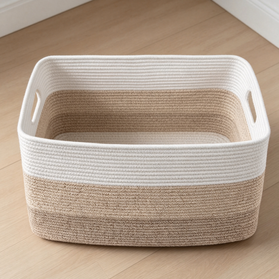 Gradient Yellow Rectangular Blanket Basket 22x17x12