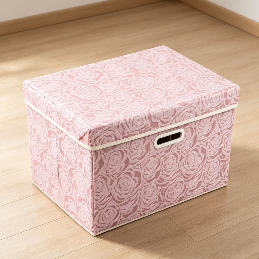 Pink Collapsible Fabric Storage Cube with Lid 17.7x11.8