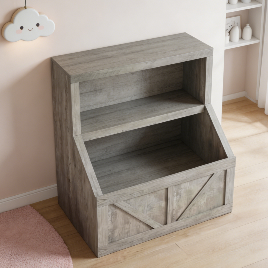 Wooden Kids Bookshelf and Toy Storage Cabinet