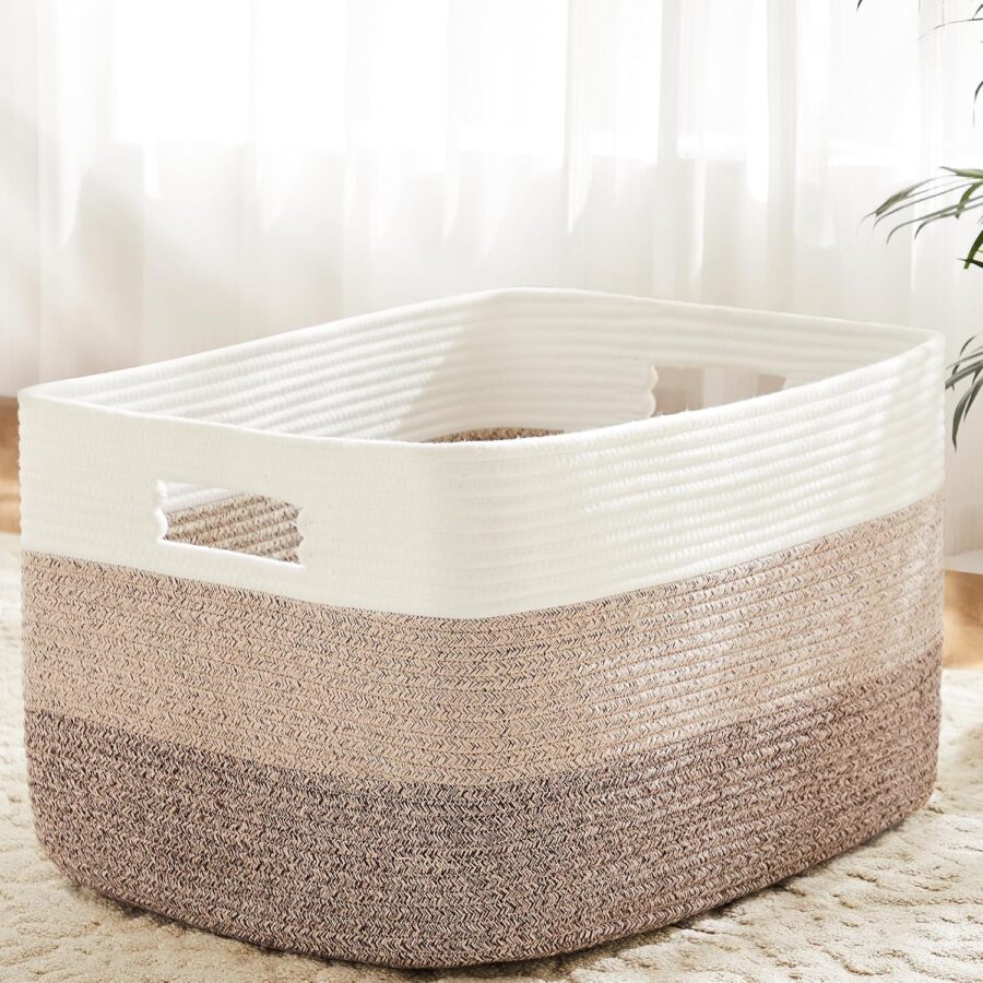 65L Rectangular Decorative Rope Laundry Basket